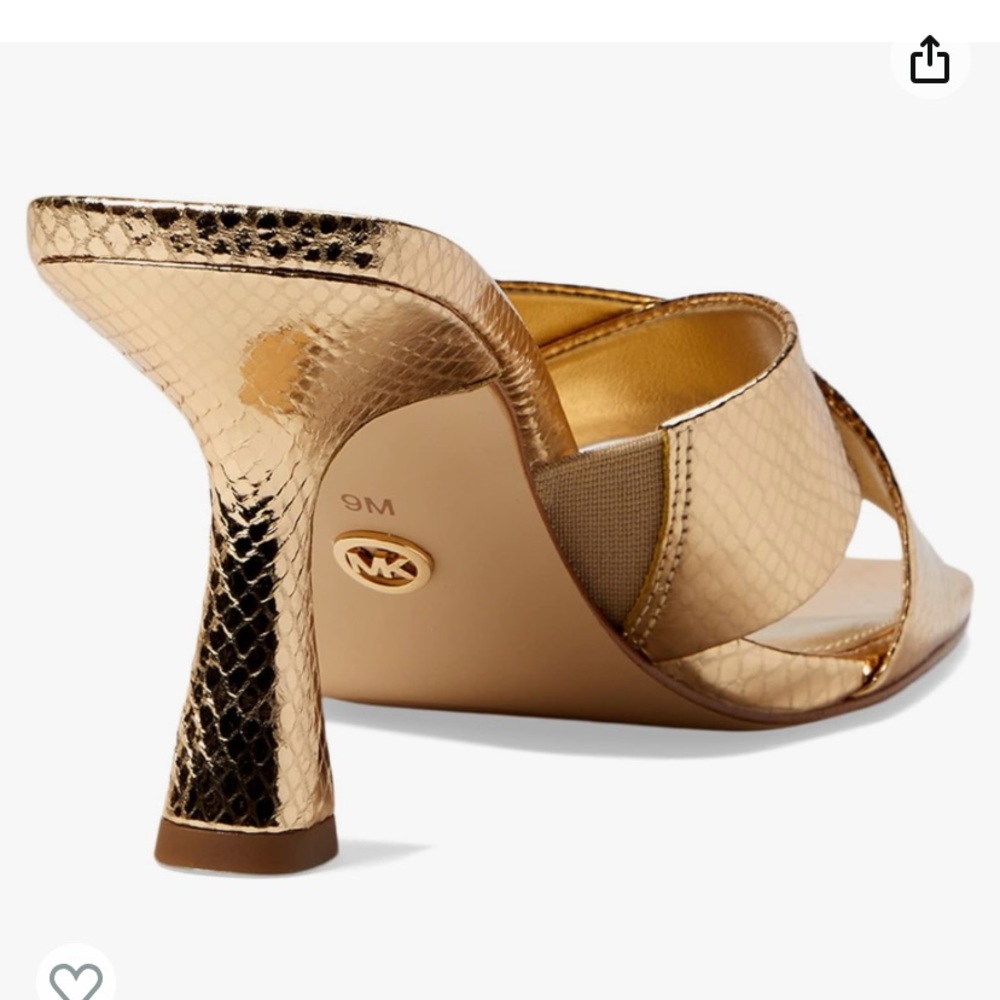 Michael Kors Clara Mule Sandals Gold shiny snake skin leather - Picture 5 of 7